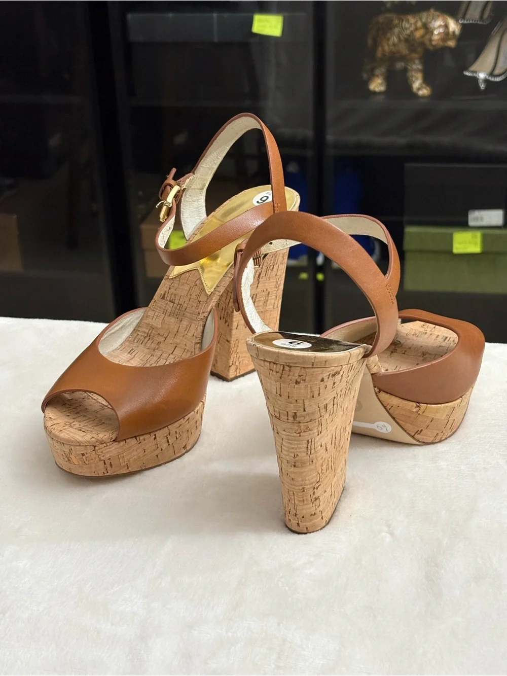 Michael Kors Natalia Open Toe Platform Sandal — Walnut, Size 9 Women shoes.